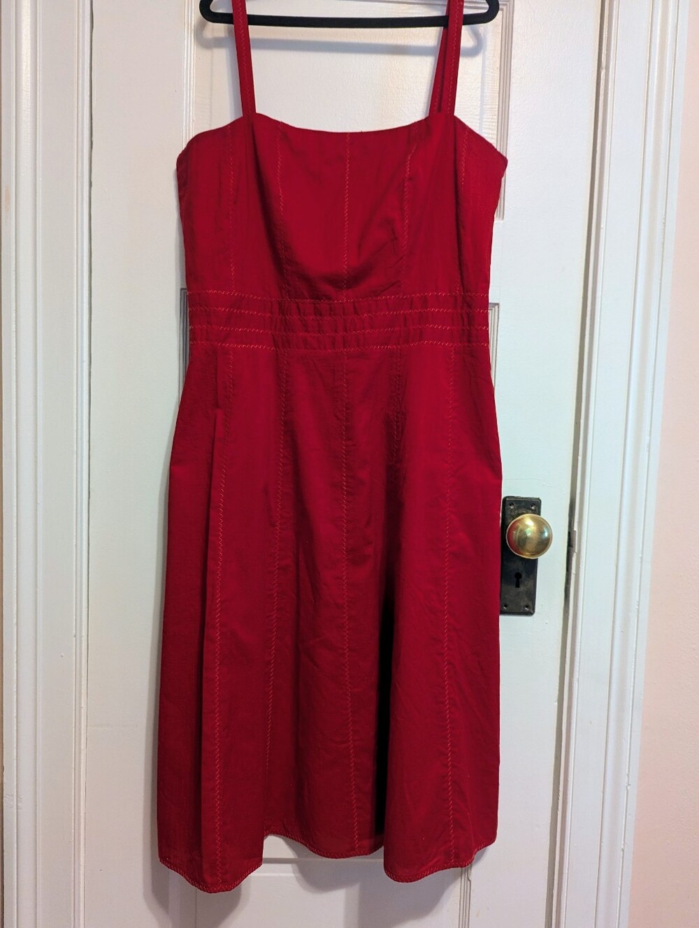 Ann Taylor Red Strappy Summer Cotton Dress - Classic A-Line